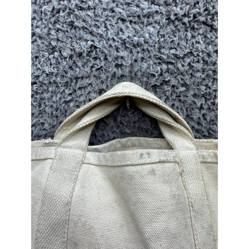 Vintage 70s 80s Linesmen Cotton Canvas Tool Utility Tote Bag Ivory 21 x 15 - Picture 6 of 13